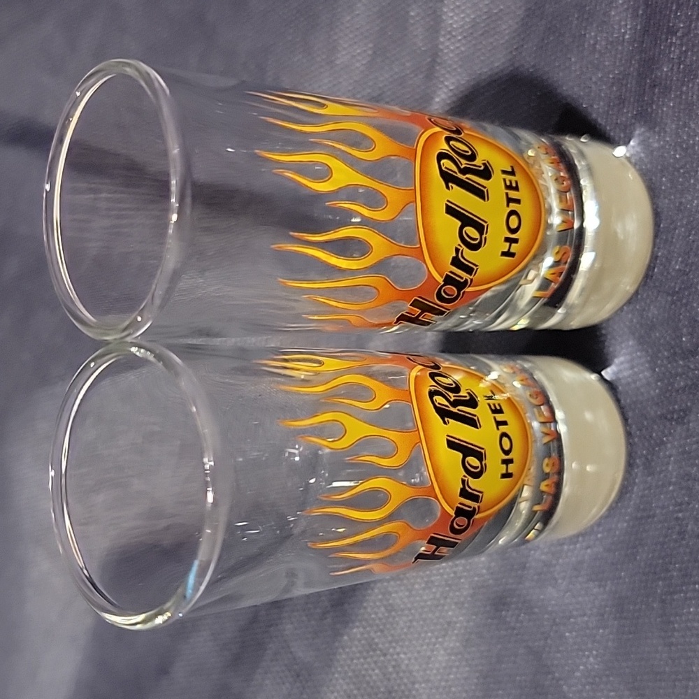 🍃 2 tall shot glasses Hard Rock Hotel Las Vegas